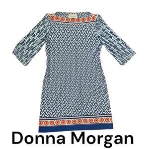 Donna Morgan printed boat neck dress womens size 6 small